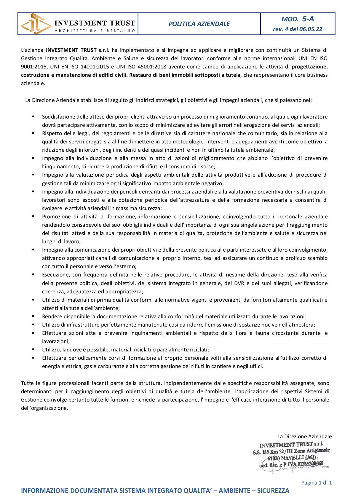 Politica Aziendale 2026